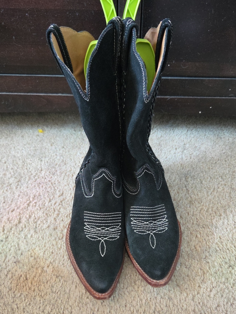 Patricia Nash Bergamo Black Suede Western Mid-Shaft Boots Size 7.5